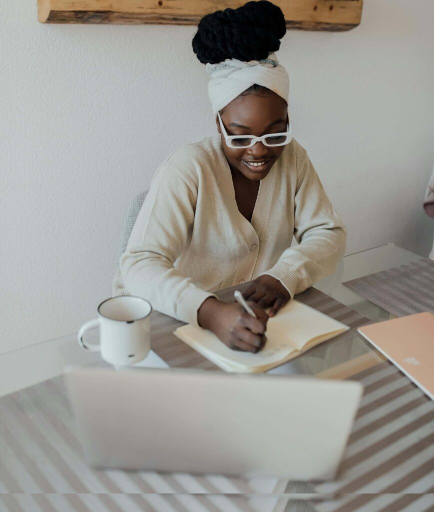 Woman using laptop